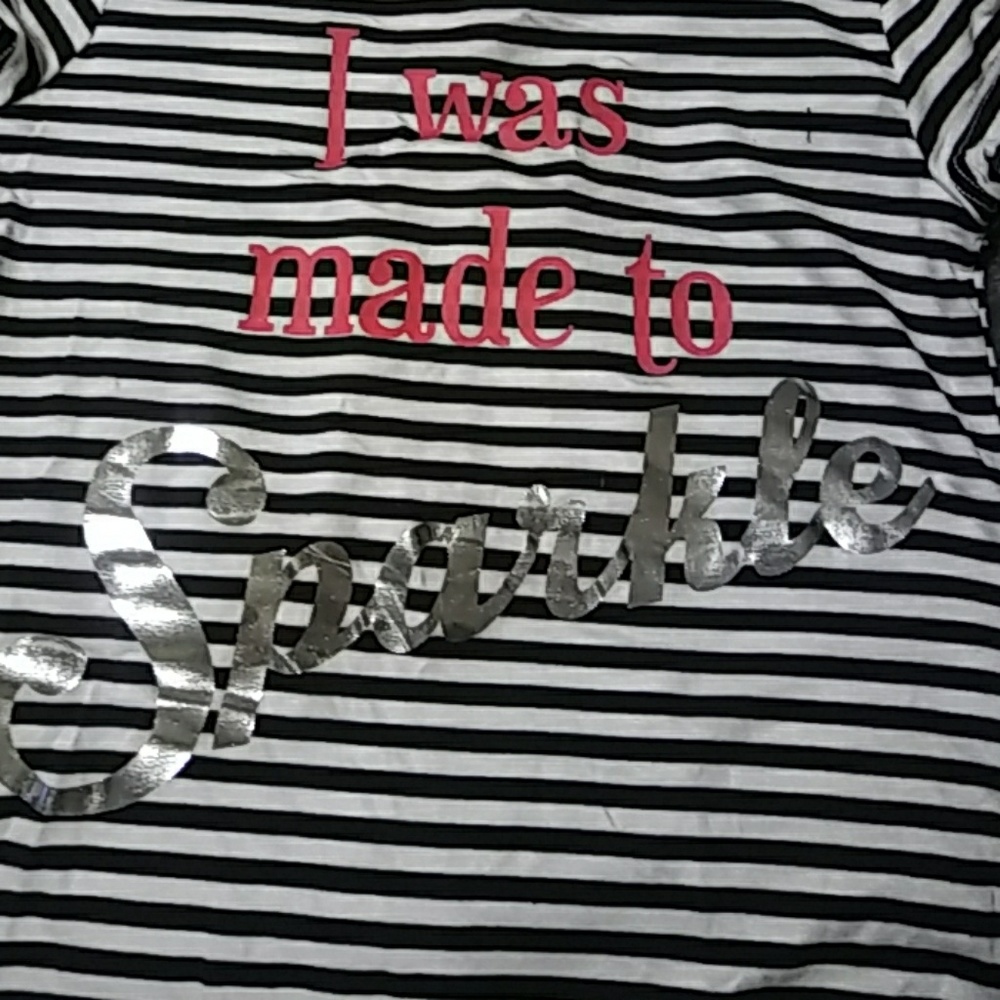 ⚡Nwt girls "I was made to sparkle" stripped shirt